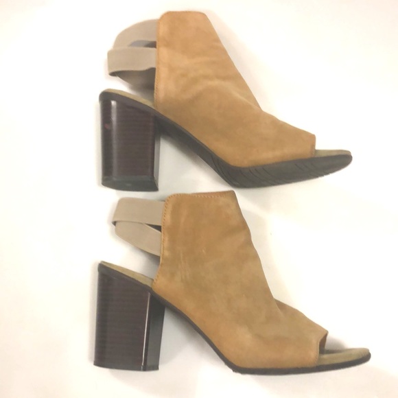 Kenneth Cole 9.5 Heels Shoes Open Toe Elastic Slingback Suede Upper Excellent - Picture 3 of 9